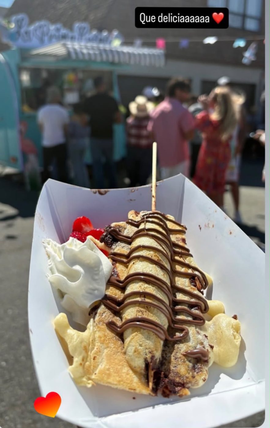 A fresh crepe in hand at the event